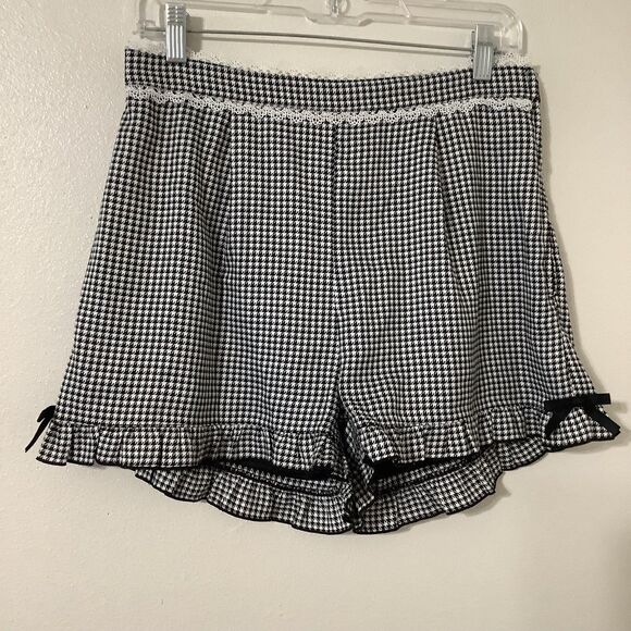 Dear My Love Houndstooth J Fashion Kawaii Coquette Lacey Culottes Shorts M/L - Picture 1 of 8